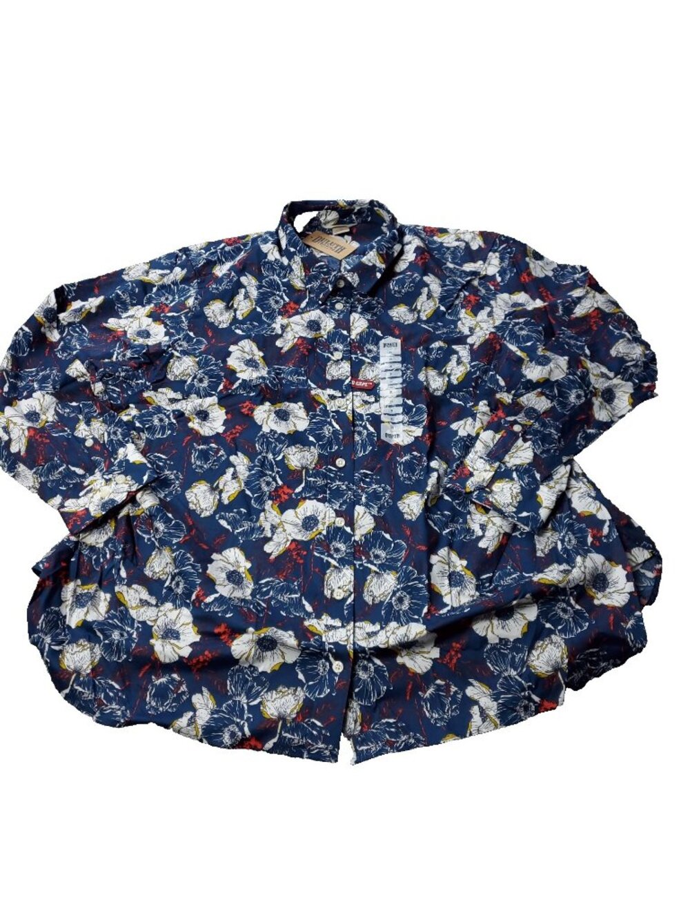Duluth Button Shirt Womens 2X Plus Size Wrinklefighter Floral Blue Long LL